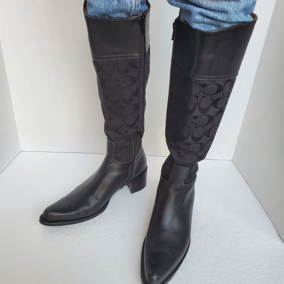 Leather Signature Coach boots 7 - Picture 1 of 4
